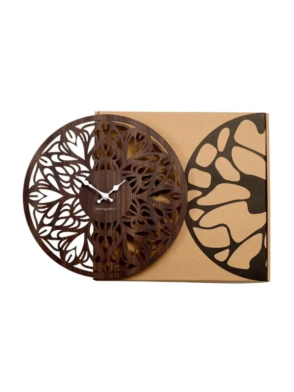 Часы настенные Tenero, интерьерные, плавный ход, d=33.5 см, ажурные, коричневые