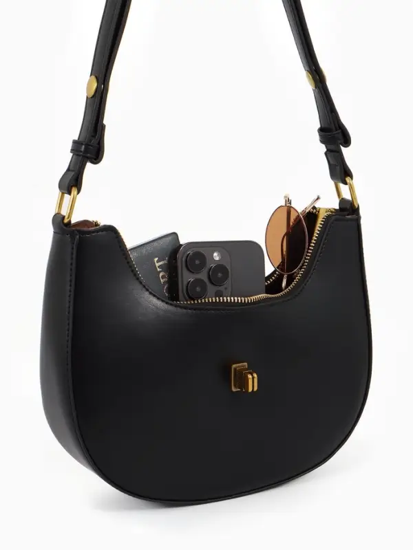 Сумка женская багет TEXTURA на молнии, 24&times;6&times;14 см, чёрная