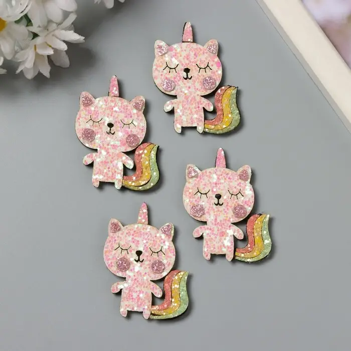 Декор для творчества войлок блеск Декор для творчества войлок блеск "Котик единорог" 5х4 см