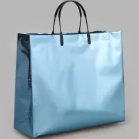 Пакет подарочный ПВХ, голография, голубой, пластиковая ручка, 32&times;28&times;11 см