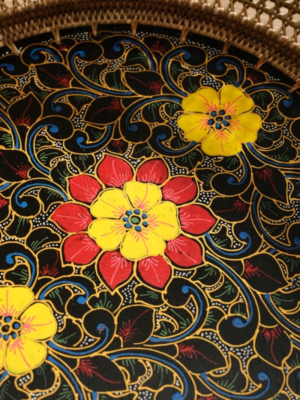 Корзина плетеная ротанг "Цветы 3", 34х34х6 см, МИКС