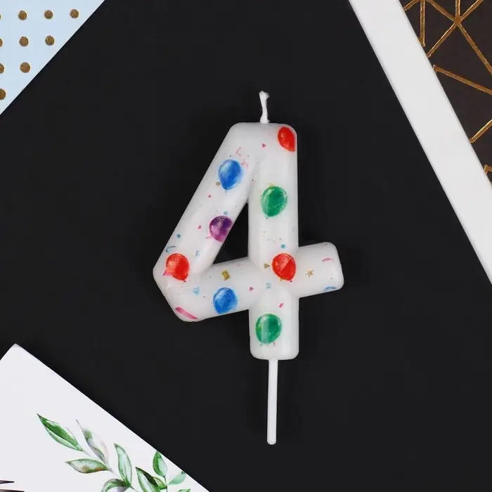 Свеча для торта, цифра &laquo;4&raquo;, 5,5 х 8 см