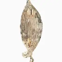 Брошь &laquo;Лист&raquo; жемчуг, стразы, цвет зелёный в золоте