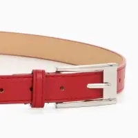 Ремень женский, 110&times;2.7 см, пряжка металл, серебристая, красный