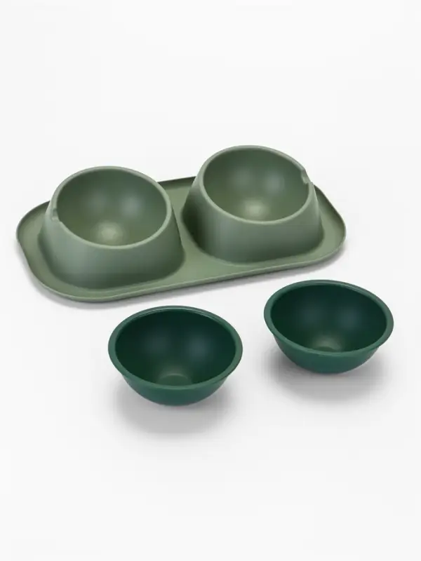 Миска для животных &laquo;Дубль Мини&raquo;, 200 мл, покрытие софт-тач, пластик, цвет изумруд