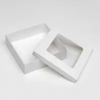 Коробка подарочная складная, упаковка, крышка-дно, с окном, белая, 20&times;20&times;6 см