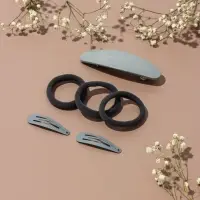 Набор для волос QF &laquo;Авиталь&raquo;, 3 резинки 6 см, заколка - автомат 9 см, 2 заколки 4.5 см, серый