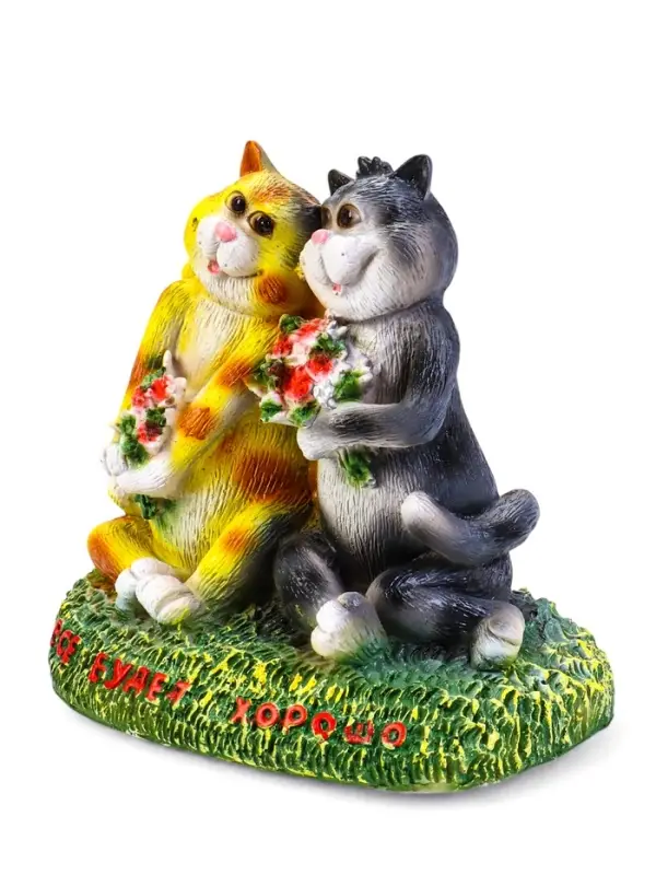 Садовая фигура из полистоуна &laquo;Кошки влюблённые. Всё будет хорошо&raquo;, 23&times;15&times;23 см