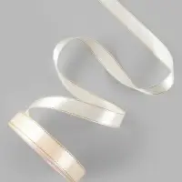 Лента атласная, с золотым люрексом, 15 мм, 23&plusmn;1 м, светло-бежевая №008