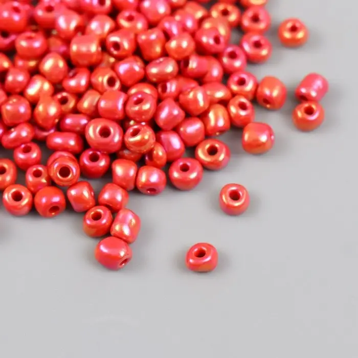 Бисер стекло 6/0  Бисер стекло 6/0 "Хамелеон. Красно-оранжевый" эффект керамики 30 гр