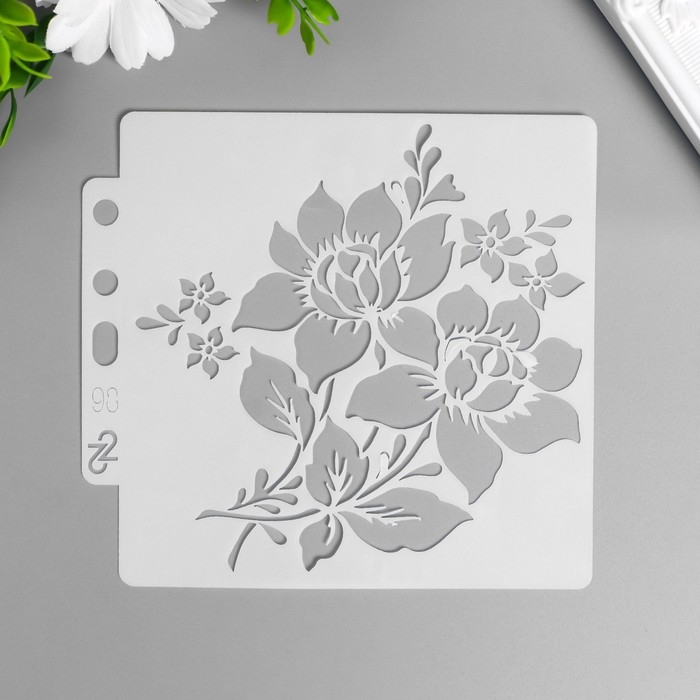 Трафарет пластик Трафарет пластик "Цветочный" набор 9 шт 13х14 см