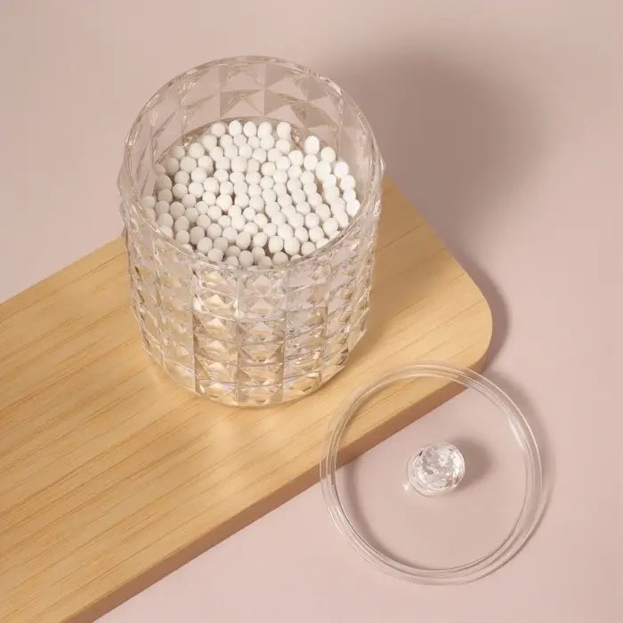 Органайзер для ватных палочек, с крышкой, d=6.5&times;11 см, прозрачный