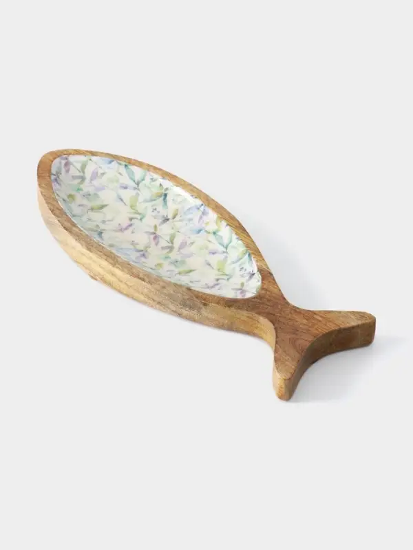 Блюдо в форме рыбки &laquo;Оттенки сирень&raquo;, 32&times;11.5&times;2 см, дерево манго