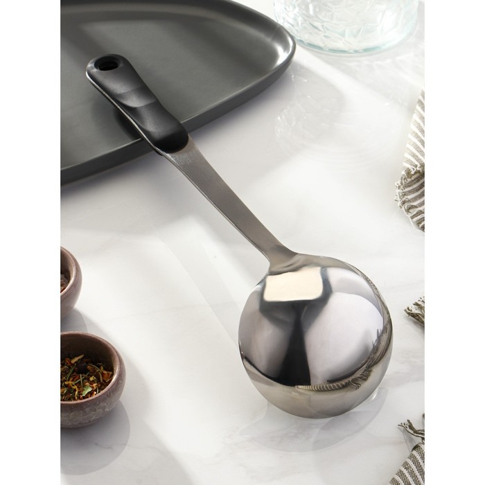 Половник из нержавеющей стали Доляна Home, 90 мл, 34×10 см, толщина 3 мм, цвет серебряный Половник из нержавеющей стали Доляна Home, 90 мл, 34×10 см, толщина 3 мм, цвет серебряный