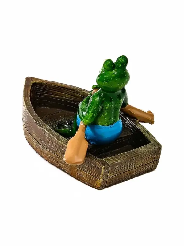 Садовая фигура из полистоуна &laquo;Лягушка в лодке&raquo;, 14&times;13&times;9.5 см, плавающая