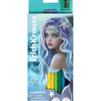 Карандаши 12 цветов, ErichKrause Aquamarine, пластиковые, трехгранные, с точилкой