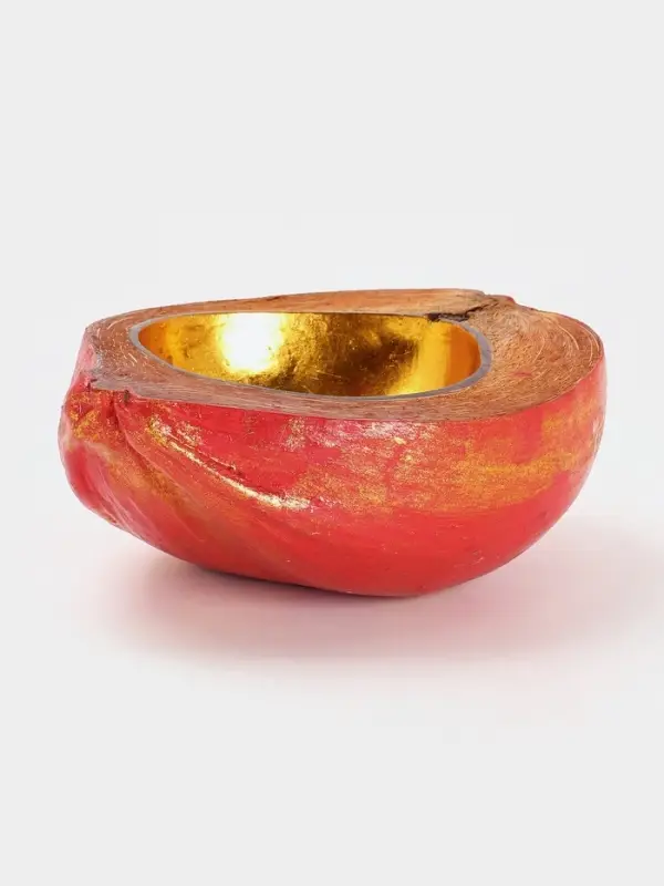 Чаша из кокоса, 19&times;22&times;10 см, красно-золотая