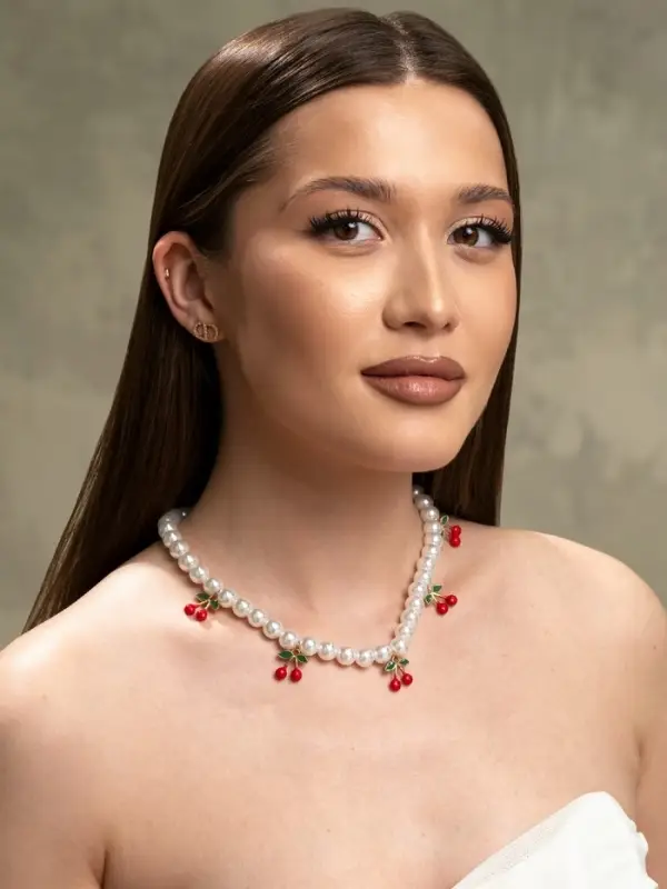 Бусы жемчужные &laquo;Вишня&raquo;, цветные в золоте