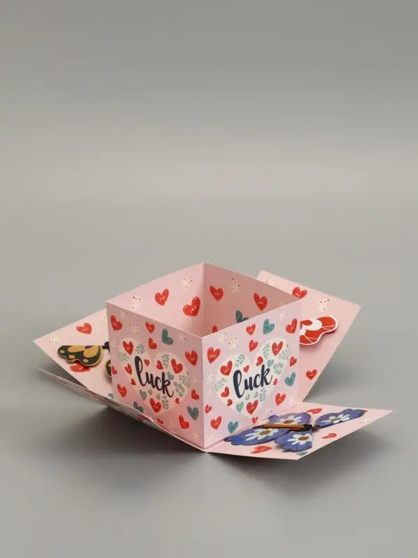 Коробка подарочная "Бабочки, Удачи" 14,5 х 14,5 х 12,7 см