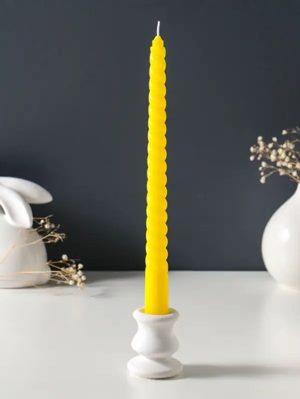 Свеча витая 25 см, 57 г, 5 ч, жёлтый
