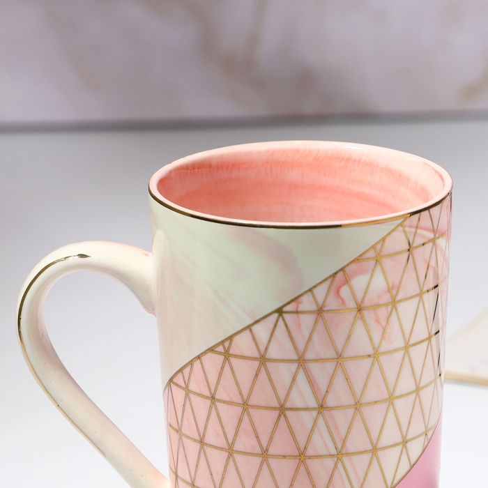 Кружка керамическая «Геометрия», 350 мл, цвет розовый Кружка керамическая «Геометрия», 350 мл, цвет розовый