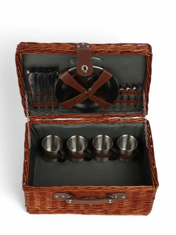 Корзина для пикника с крышкой maclay, плетёная, 4 персоны, лоза