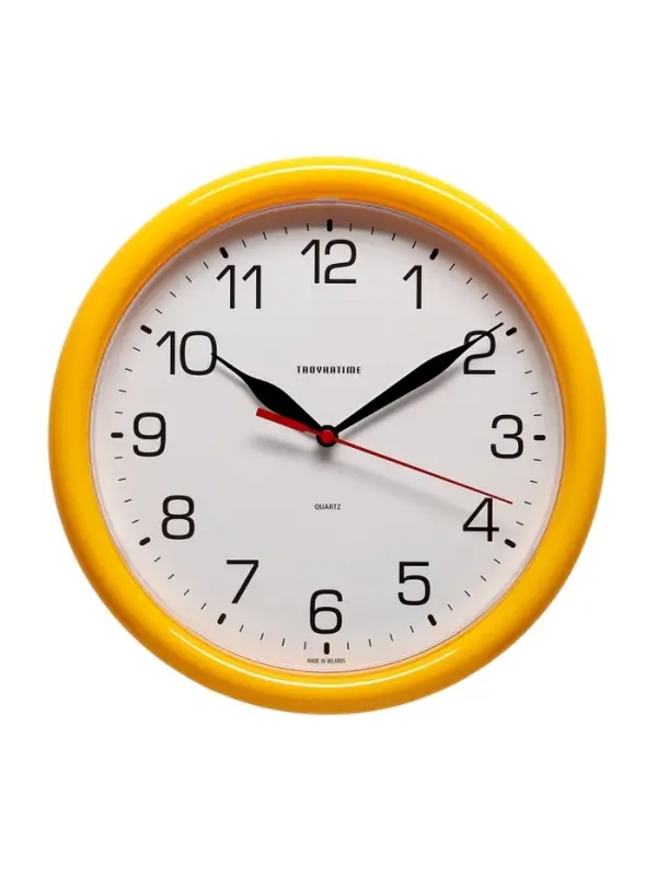 Часы настенные, серия: Классика, d=24 см, плавный ход, жёлтый обод