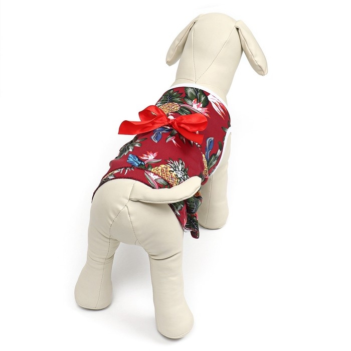 Платье для животных "Тропики», XS (ДС 20, ОГ 30 см), красное