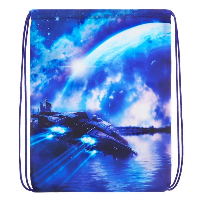 Мешок для обуви 420 х 340 мм, Calligrata МСО-5С, (мягкий полиэстер, плотность 210D),  Мешок для обуви 420 х 340 мм, Calligrata МСО-5С, (мягкий полиэстер, плотность 210D), "Космос и Звездолёт"