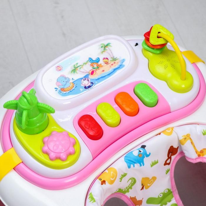Ходунки «Улыбка», 8 силик. колес, съемная панель, муз., свет, игрушки, розовый Ходунки «Улыбка», 8 силик. колес, съемная панель, муз., свет, игрушки, розовый