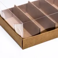 Кондитерская коробка складная под 5 эклеров, крафт, 22×13.5×7 см