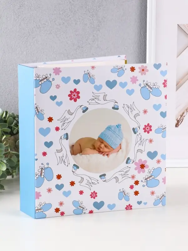 Фотоальбом 50 магнитных листов 23X28см, Фотоальбом 50 магнитных листов 23X28см, "Малыш в голубой шапочке", пер-т 3-кольца