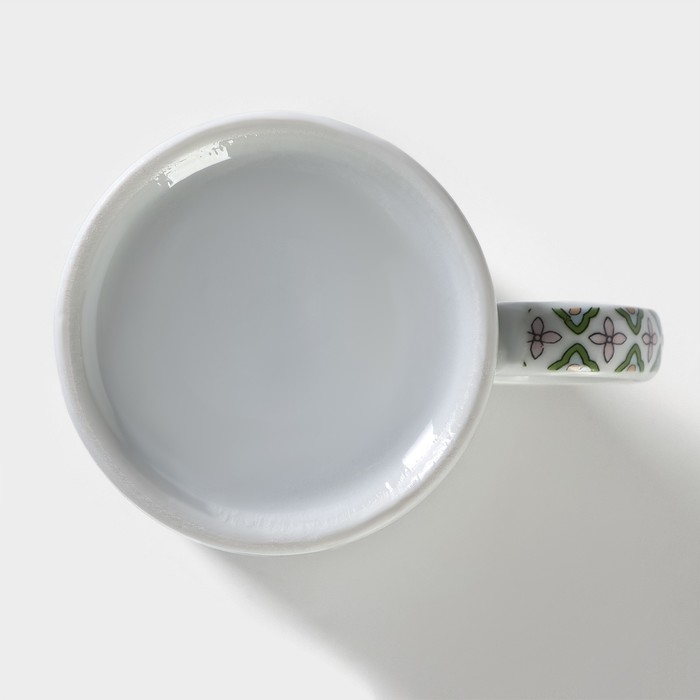 Кружка керамическая с крышкой и ситом «Цветы», 300 мл