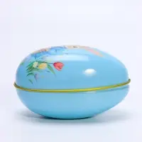 Шкатулка - яйцо металлическая &laquo;Зайчик в синем наряде&raquo;, 11&times;6.5&times;7 см