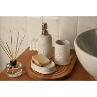 Набор для ванной &laquo;Бэкки&raquo;, 3 предмета, мыльница, дозатор для мыла, стакан, белый