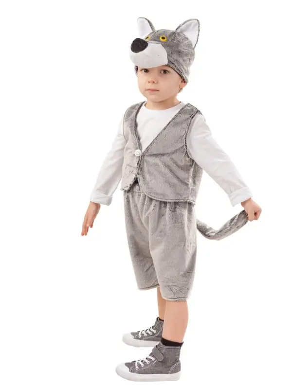 Карнавальный костюм  Карнавальный костюм "Волченок Фомка" (жилет, шорты,шапка) размер 110-56