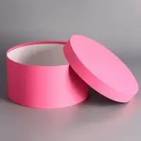 Подарочная круглая коробка, розовая, шляпная, 30&times;15 см
