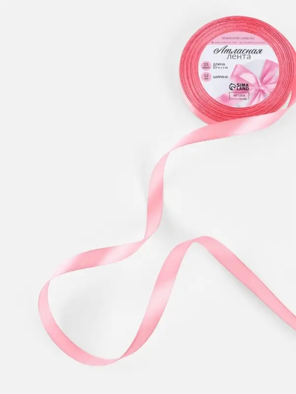 Лента атласная, 12 мм, 23±1 м, пурпурно-розовая №170 Лента атласная, 12 мм, 23±1 м, пурпурно-розовая №170