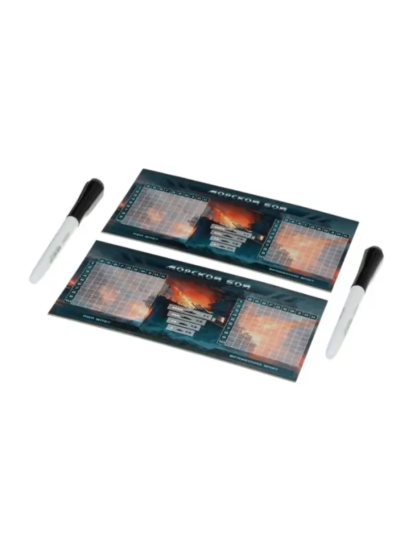 Настольная игра &laquo;Морской бой&raquo;, Пиши-Стирай, (+2 стираемых маркера)