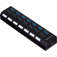 Разветвитель USB  HS006 выключатель/USB 3.0x7/черный