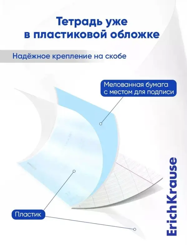 Тетрадь 12 листов в косую линейку ErichKrause CoverPro fizzy, голубая