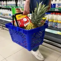 Корзина покупательская пластиковая, 20 л, 2 пластиковые ручки, синяя