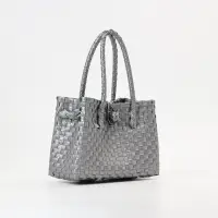 Сумка плетёная пластиковая, 23&times;11&times;30 см, серебристая