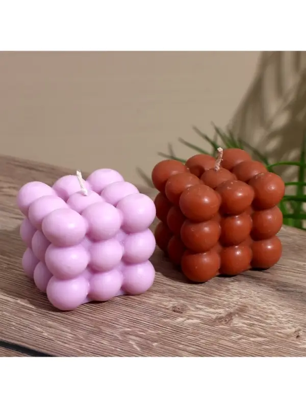 Свеча "Шарики 3 слоя" 6х6х6 см, соевый воск МИКС