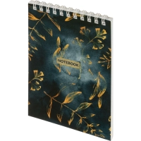 Блокнот Floral А6 60л, клетка, обл. мел.картон,спираль,синий
