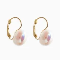 Серьги пластик "Майорика" круг, цвет белый в золоте