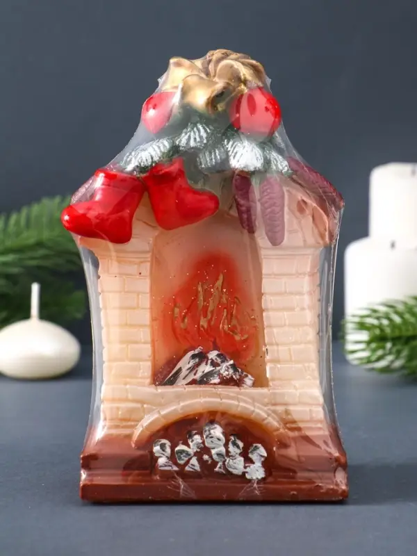 Свеча фигурная "Новогодний камин" 5,5х9х15 см