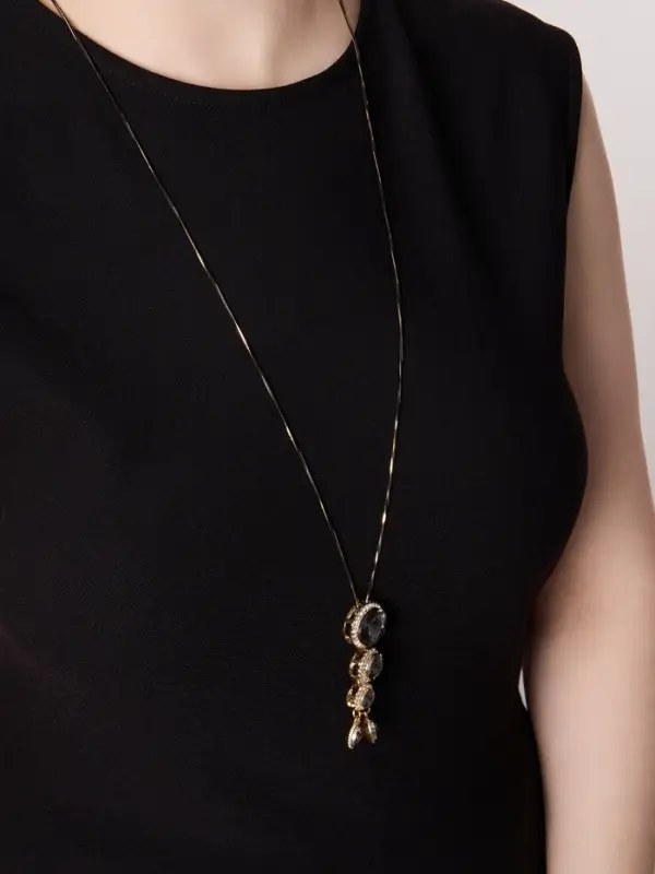 Кулон на цепочке &laquo;Оклахома&raquo;, L=85.5 см, серый в золоте