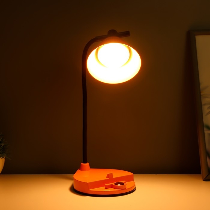 Настольная лампа  Настольная лампа "Парасоль" LED, от USB/АКБ 6 Вт сенсор 3000-6000 оранжевый 14х10х37 см RISALUX  100