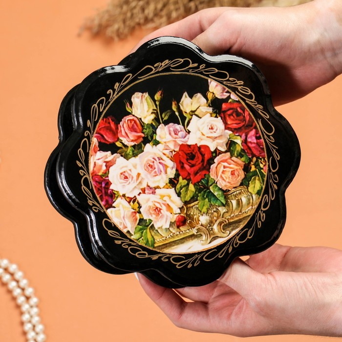 Шкатулка «Розы», 16×16 см, лаковая миниатюра Шкатулка «Розы», 16×16 см, лаковая миниатюра